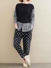 Women Stitching Plaid Long Sleeve Shirt